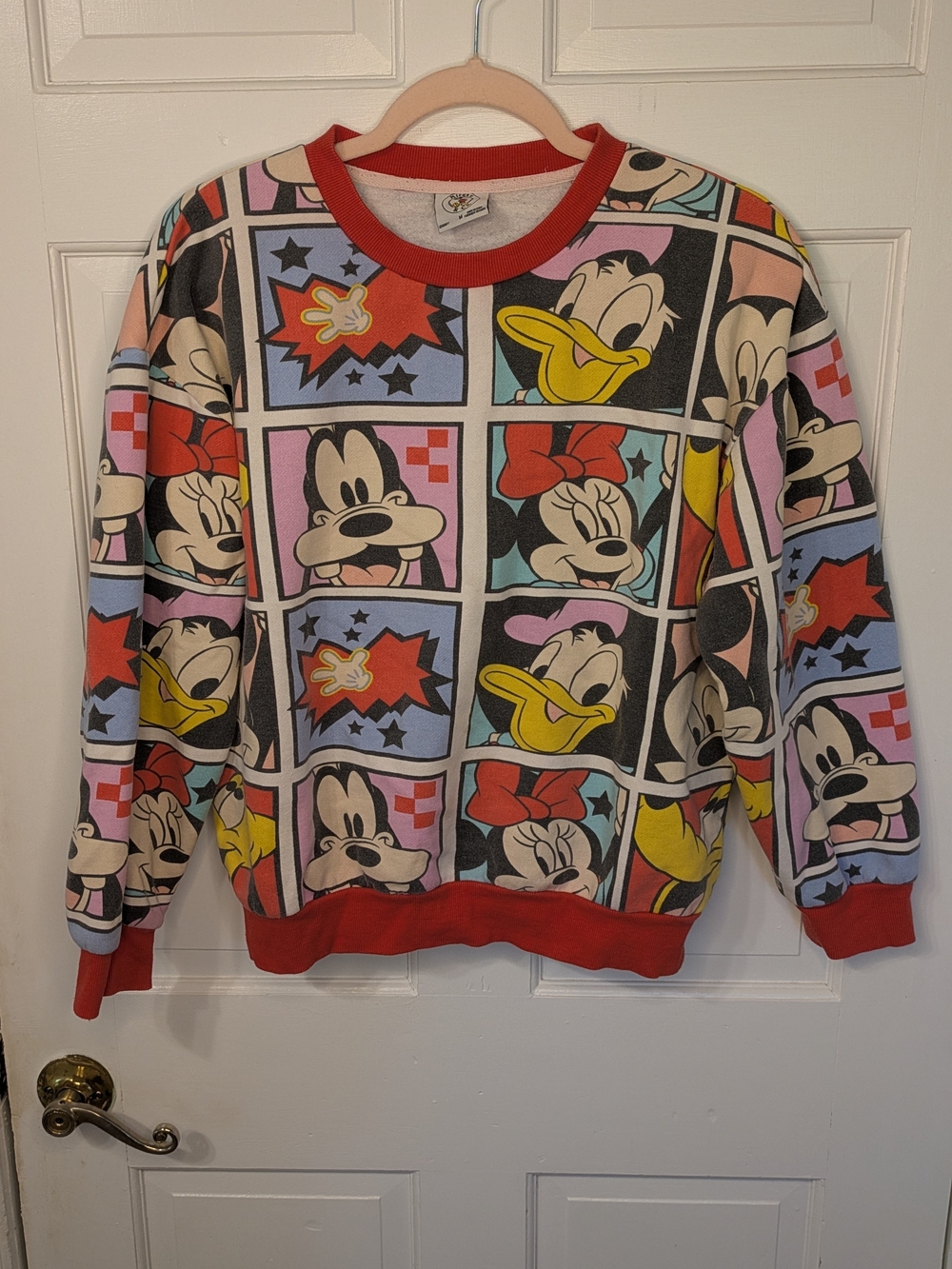 Disney Comic Panel Multicolor Red Character Graphic Crewneck Sweatshirt